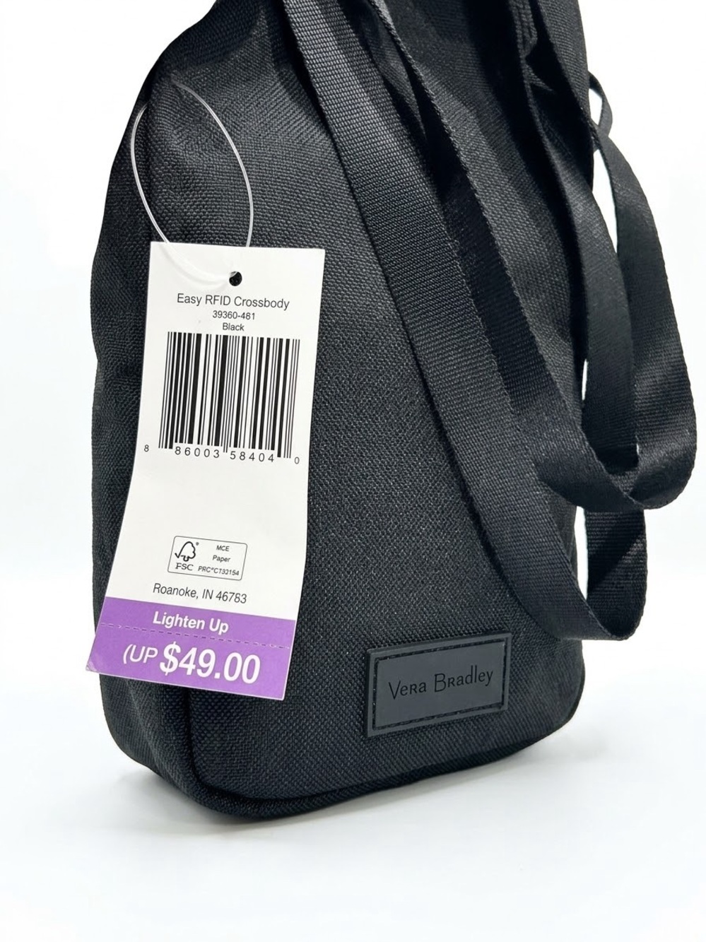 NWT Vera Bradley Black Crossbody Bag RFID Lighten Up Floral Interior